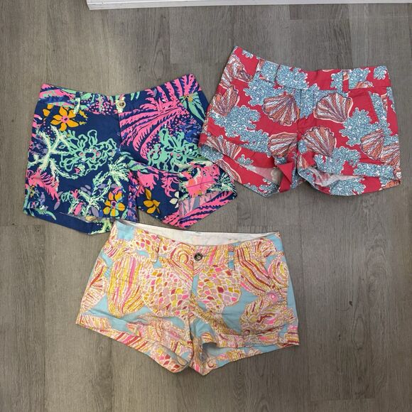 Lilly Pulitzer Lot 3 Pairs Shorts Sz 2 Multicolor Tropical Floral - Picture 1 of 7
